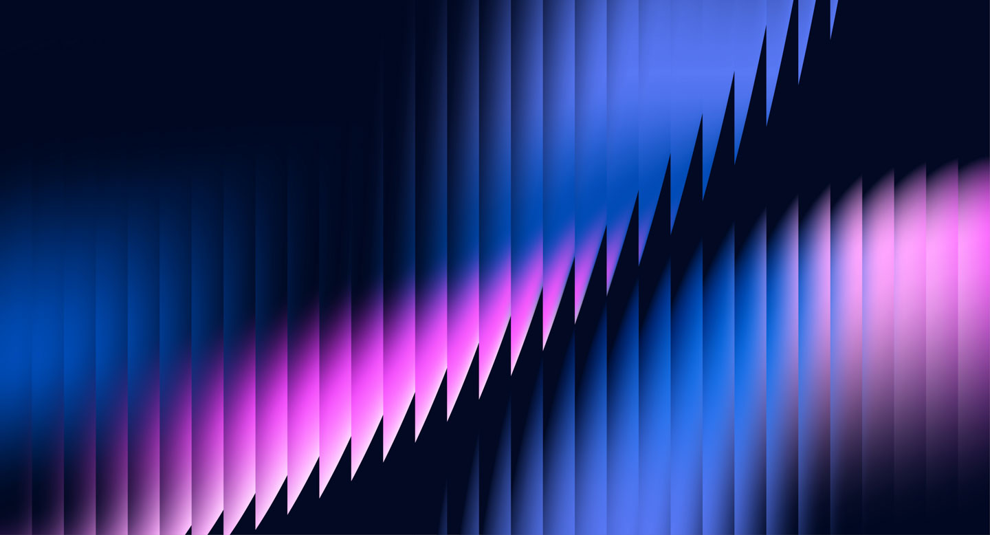 Futuristic abstract neon gradient background featuring glowing blue and pink light waves with geometric motion blur and modern digital aesthetics.